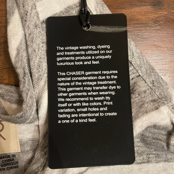 NWT Chaser Grey and White Striped Tank Size S - Picture 3 of 4